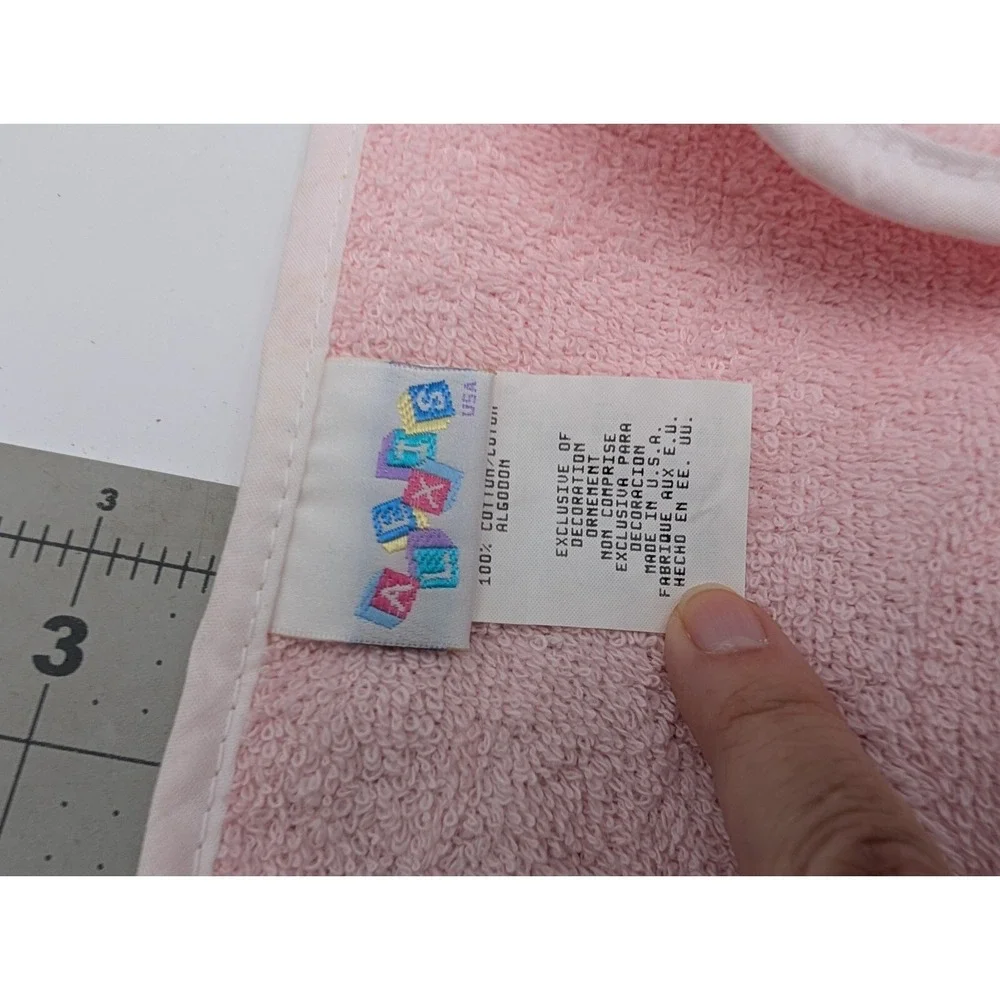 Alexis Terry Cloth Baby‎ Bib Pink Rabbit Squeaker USA
